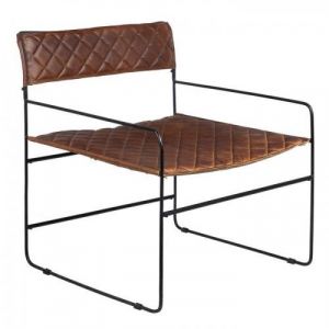 Ixia Chaise marron cuir et métal 89cm LOSANGE