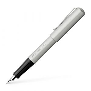 Faber-Castell 150590 – Stylo plume Hexo, largeur de plume M, argenté mat, 1 pièce