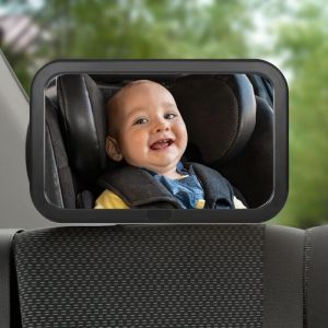 Rétroviseur Voiture Bébé, Miroir Voiture Bébé 360° Rotation Réglable et 100% Incassable, Installation Facile avec Sangles Ajustables, Rétroviseur de