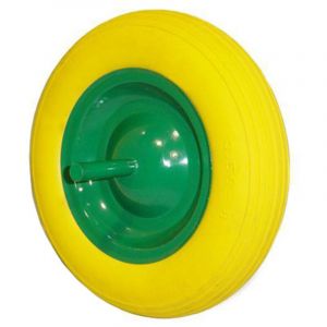 Roue de brouette de chantier anti-crevaison jante m&eacute;tal 350x80 3.5-8