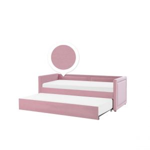 Image de Beliani Lit gigogne en velours rose 90 x 200 cm MIMIZAN