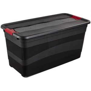 Keeeper Transport Box with Lid, Extra Strong, Sliding Closure, 79.5x39.5x40 cm, 83 Litre, Eckhart, Graphite Grey