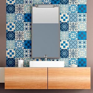 Sticker Mural Carrelage adh&eacute;sif Cuisine Salle de Bain - 9 Stickers Carreaux DE Ciment AZULEJOS SOFINA - 9stickers10x10cm