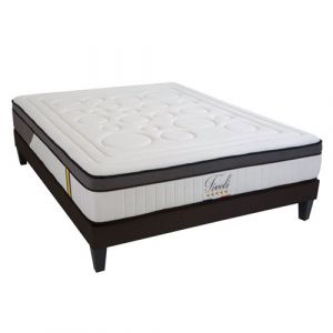 BELLECOUR LITERIE Pack TIVOLI 140x200 cm Matelas M&eacute;moire de forme + Sommier Bois + Prot&egrave;ge matelas anti punaise