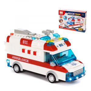 Dam Ambulance avec lumi&egrave;res et effets sonores. &Agrave; construire, 68 pi&egrave;ces.
