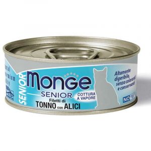 Monge Natural Quality Gatto Jelly Filetti Di Tonno/Acciughine Senior