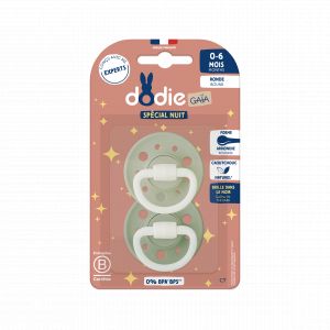Dodie Ga&iuml;a Especial Noche Chupete Redondo 0-6M C7 Verde 2 uds