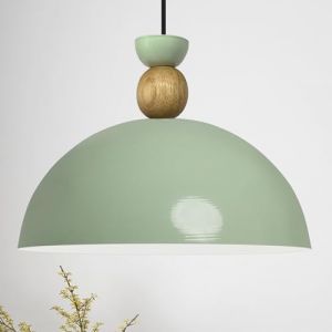 Yimpi Suspension Industrielle en Métal Menthe Peint à la Main – Lustre Vintage E27 Ø30 cm pour Salon, Chambre ou Salle à Manger
