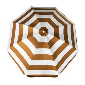 Parasol de plage glamour - Solfang - 180 cm - Or et blanc - Baleines en fibre de verre