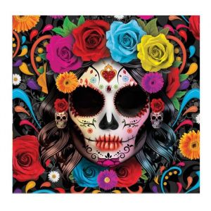 Fiesta guirca 20 SERVIETTES DE TABLE JETABLE PAPIER CATRINA SQUELETTE 33CM NOIR