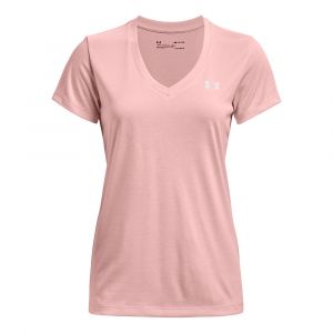 Image de Under Armour Women's Tech S/S V-Neck Twist - T-shirt technique taille XS, beige/rose