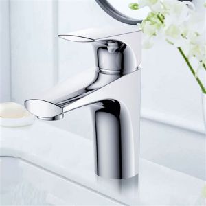 Robinet de salle de bain mitigeur lavabo chrome avec flexibles d'alimentation