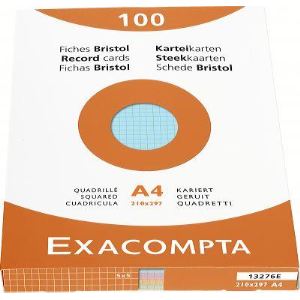 Exacompta Etui de 100 fiches bristol 205 g quadrillé 5x5 non prforées (A4)