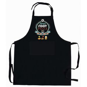 Declikdeco Tablier de cuisne Soirée Foot Pizza recyclé Noir 72 x 90