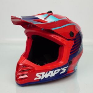 Casque de moto cross rouge pour enfant Taille M 49-50cm Swaps