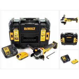 Dewalt DCG 405 D1 18 V 125 mm Meuleuse sans fil Brushless avec bo&icirc;tier TStak + 1x Batterie 2 Ah + Chargeur