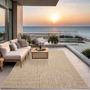 Tapis ext&eacute;rieur en jute Look &agrave; motif de Arc-en-ciel Look| 80x150 | pour le jardin ou terrasse
