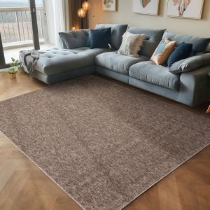 Poil Tapis à poil ras les pièces de vie et chambres hauteur marbré brillant 4mm Marron 280x370 cm