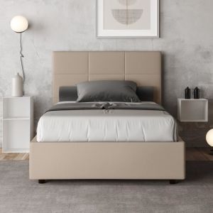 Lit coffre 1 place et demi Mika 120x200 avec sommier relevable taupe