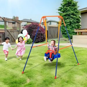 VEVOR Kit Balançoire de Jardin 3-en-1, Portique Balançoire avec 4 Sacs de Sable, Capacité de Charge 90 kg, Support en Métal Pliable, Facile à Assembler pour Enfants, Arrière-Cour Intérieur Extérieur