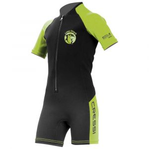 Image de Cressi Little Shark, Shorty Combinaison pour Enfants - Premium Thermique Premium Néoprène 2mm -Noir/Citron vert-9/10 Ans