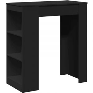 VidaXL Table De Bar Avec Étagères Noir Bois D'ingénierie