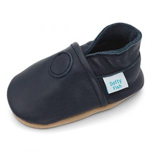 Dotty Fish Chaussures Cuir Souple bébé et Bambin. Semelle Souple antidérapante. Garçons et Filles. Bleu Marine. 2-3 Ans (25 EU)