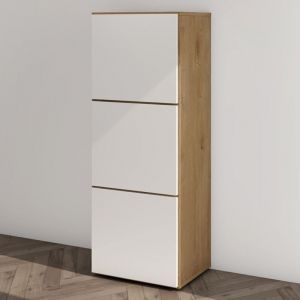 Mai&mai - Armoire à Chaussures Commode à Chaussures Entrée avec 3 Compartiments Meuble de Rangement Chaussure Marron Clair + Blanc Mat 45x36x120 cm