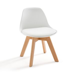 Chaise à coque en plastique pour enfant, Jimi Blanc/Bois Taille Taille Unique