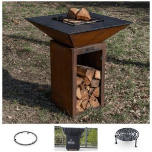 PACK PRINTEMPS - Braséro Barbecue Cévenol bois 74x74 corten - 100% fabriqué en France - CEVENOL7490BCOR+