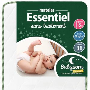 Babysom Matelas B&eacute;b&eacute; 60x120 cm - R&eacute;versible &Eacute;t&eacute;/Hiver - Soutien Ferme - Sans Traitement Chimique - Certifi&eacute; Oeko-Tex - Vert