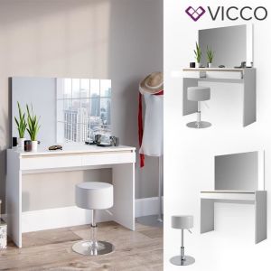 Vicco - Coiffeuse "Emma" Blanc/Chêne clair avec tabouret