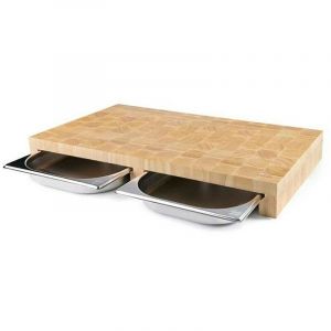 Lacor Planche à Découper en Bois - Tiroirs 2 x GN 1/2 - Bois