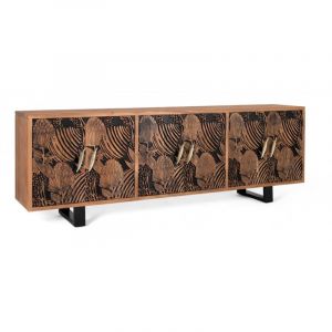 Décoration d'Autrefois Buffet bois d'acacia naturel et noir plus métal