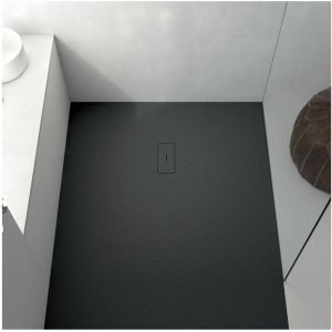 Stano Receveur de douche 90 x 130 cm extra plat FUSION en résine surface ardoisée noir - Noir