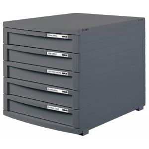 Han 1505-191 - Module de classement CONTUR, 5 tiroirs, en PS, coloris gris foncé