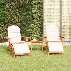 VidaXL Ensemble de salon de jardin Adirondack 3 pcs bois acacia solide White