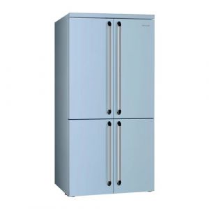 Smeg Refrigerateur 4 portes, 572 L dont refrigerateur froid brasse 376 L et congelateur **** ventile 196 L (2 circuits de refroidissement), Ioniseur, afficheur LED interne, systeme ''Frais Actif'' LEDs bleues, zone extra fresh 0 C