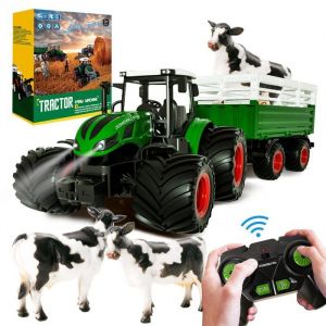 Tracteur RC avec Remorque, Jouet Tracteur pour Enfants de 3, 4, 5 Ans