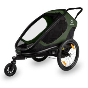 Hamax Outback One Bike Trailer incl. Bicycle Arm & Stroller Wheel, vert/noir Remorques vélo enfant