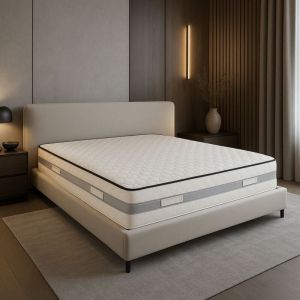 Matelas à mémoire de forme 65 kg/m3 140x190 x 23,5 cm ferme - 7 zones de confort - ame poli lattex haute résilience - hypoallergénique