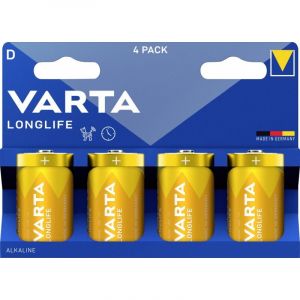 Varta Piles alcalines, mono, D, LR20, 1,5 V longue dur&eacute;e, blister de vente au d&eacute;tail (paquet de 4)