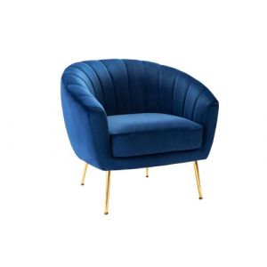 Image de Fauteuil cabriolet en velours PABLITO Bleu nuit