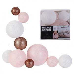 T Home Deco Light Guirlande l ineuse boules colorées 10 leds multi tailles rose