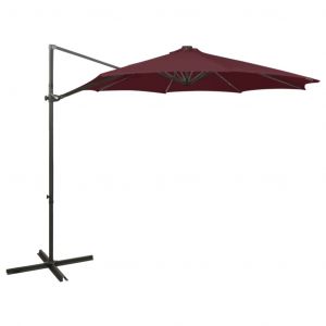 VidaXL Parasol déporté avec mât et lumières LED Rouge bordeaux 300 cm - Rouge