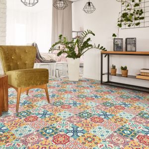 Sticker Sol avec laminat de Protection en Plastique Anti-d&eacute;rapant Stickers adh&eacute;sif Sol - carrelages sol tolio - 60x60cm