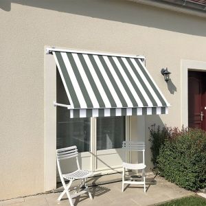 Store à projection avec coffre 100 x 70 cm de fenêtre - Blanc gris