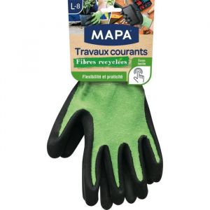 Mapa Travaux Courants Fibres Recyclées - Gants de Jardinage Multi-Usages Fibres Recyclées - Flexibles et Résistants - Taille 8/L