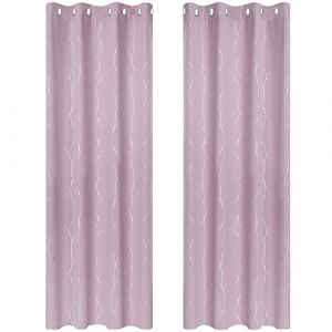 Rideaux Occultants à illets Isolation Thermique, 2 Pièces, 140x290 cm, Rose Pale - Rose Pale - Deconovo