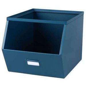 Urban living Casier de rangement avec étiquette - Dimensions : Longueur 32 cm x Largeur 23 cm x Hauteur 21 cm. - Bleu